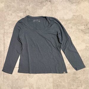 Eddie Bauer Slate Blue Long Sleeve Scoop Neck Top | XS | Like New